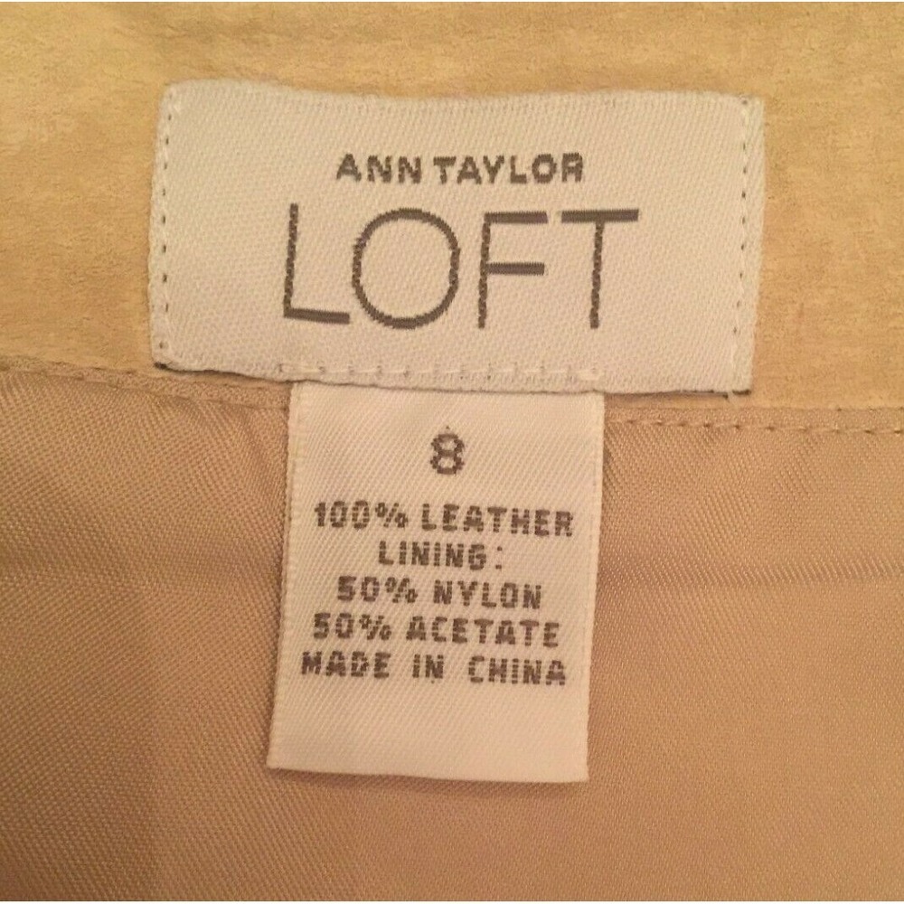 Ann Taylor Loft Womens Flared Hi Low Ruffled Hem Skirt Sz 8 Beige Suede Leather - Picture 2 of 10